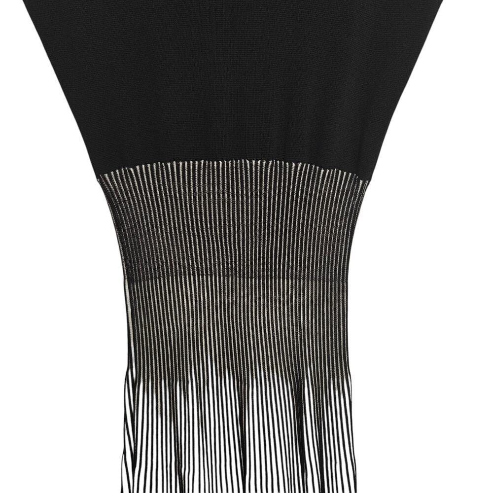 Reiss Cedrica Plisse Midi Dress Size 2 Black & White Stretch Chic Career Dinner - Picture 3 of 10